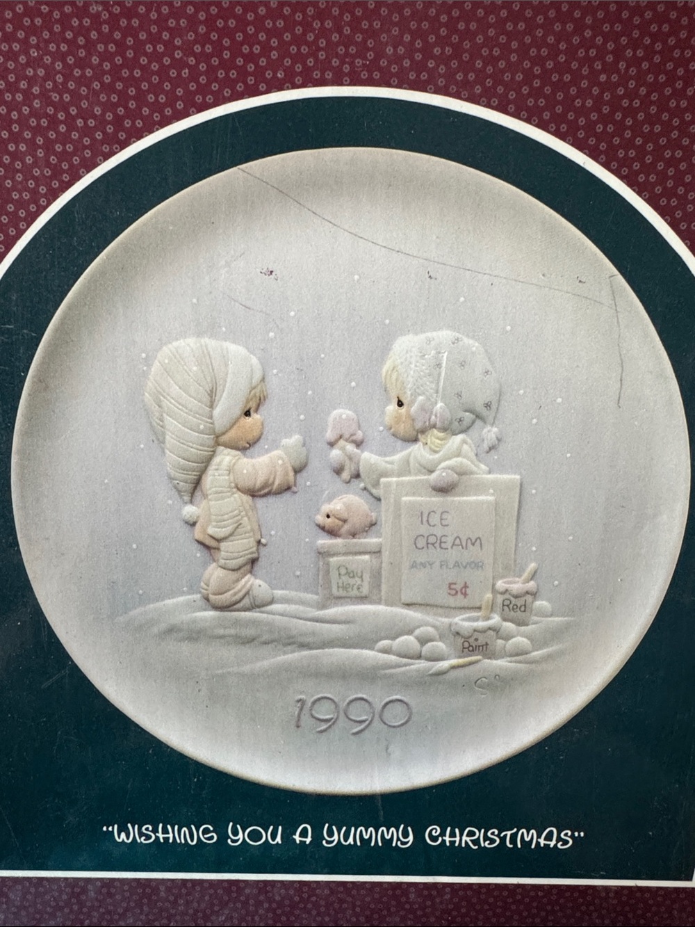 Precious Moments Winter Ice Cream Plaque - Cream - Picture 1 of 3